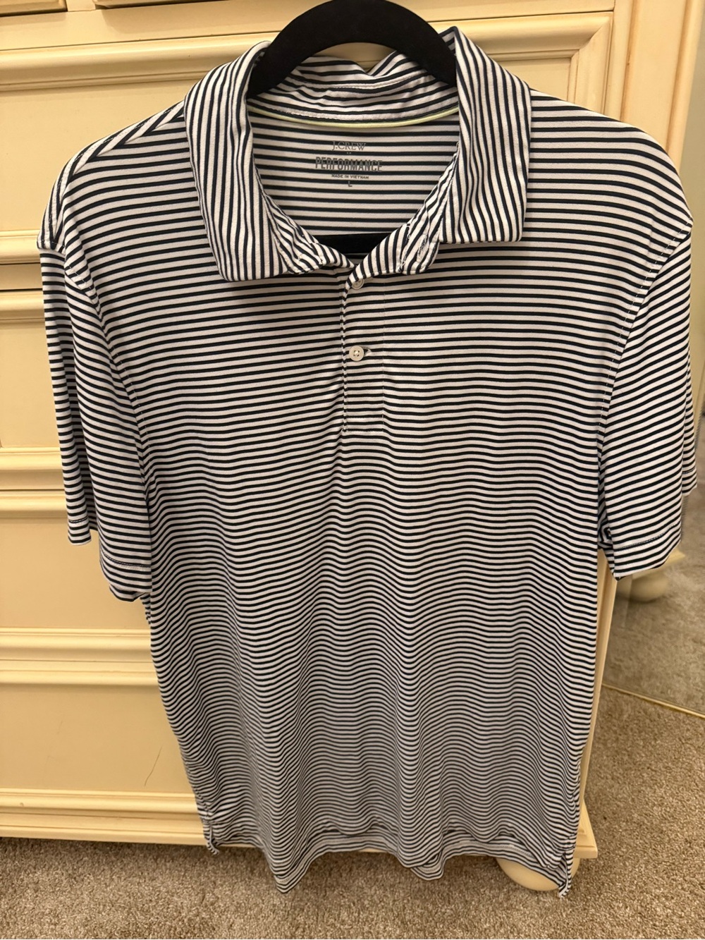 J. Crew Striped Polo in Black and White